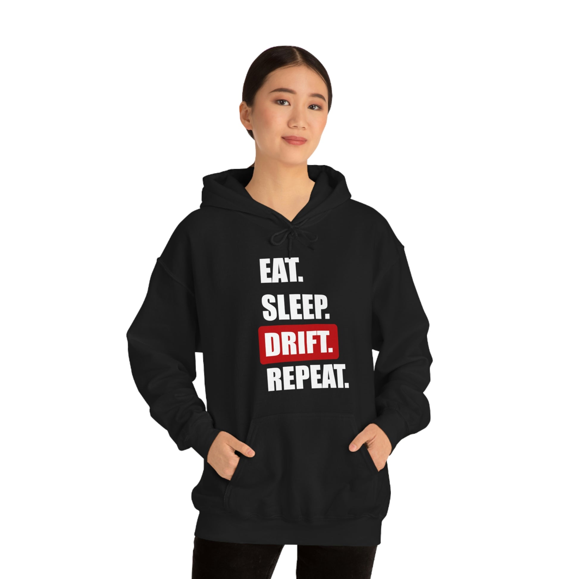 Long Sleeve Hooded Sweatshirt, Eat Sleep Drift Repeat, AeroSlick