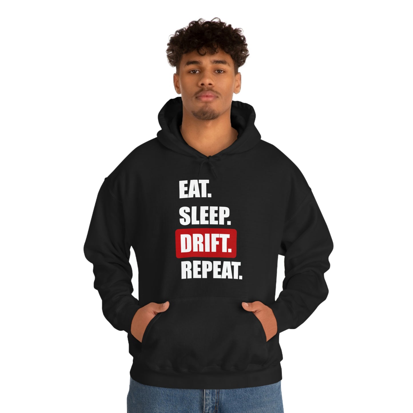 Long Sleeve Hooded Sweatshirt, Eat Sleep Drift Repeat, AeroSlick