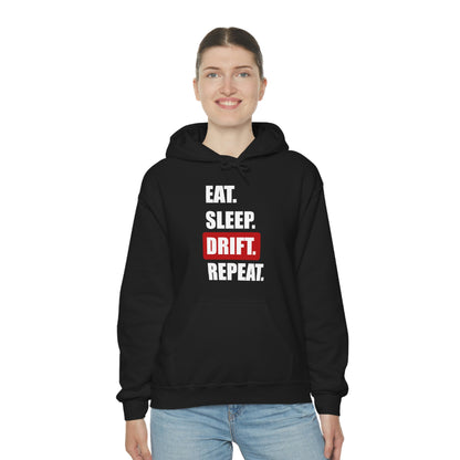 Long Sleeve Hooded Sweatshirt, Eat Sleep Drift Repeat, AeroSlick